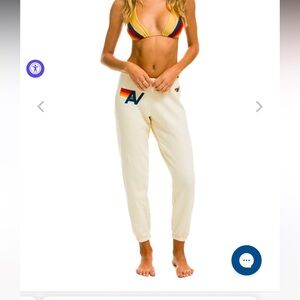 Aviator Nation Logo Sweatpants-Vintage White